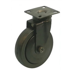 Roulette DESIGN pivotante Ø 100 mm EPOXY NOIR- NON MANQUANT à platine 42x42
