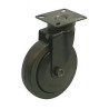 Roulette DESIGN pivotante Ø 100 mm EPOXY NOIR- NON MANQUANT à platine 42x42