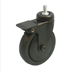 Roulette DESIGN pivotante à frein Ø 50 mm EPOXY NOIR- NON MANQUANT à tige filetée M10x20