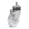 Roulette DESIGN "E" pivotante Ø 75 mm translucide bombé à tige filetée M10x25 mm