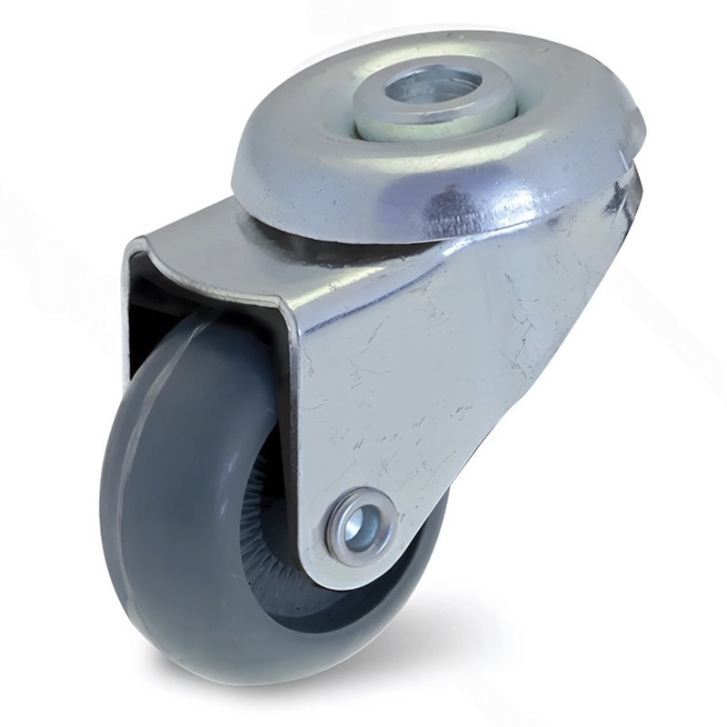 Roulette à oeil pivotante diamètre 32 mm Caoutchouc GRIS  - 20 Kg