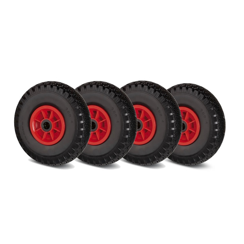 LOT de 4x roue increvable diable 260 x 85  (3.00-4) alésage 20 mm roulement à rouleaux