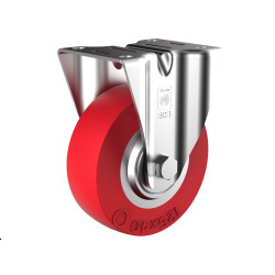 Roulette fixe diamètre 125 mm polyuréthane SOUPLE REDTHANE® ROUGE - 200Kg