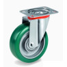 Roulette pivotante diamètre 100 mm polyuréthane vert ERGO-SOFT® - 200Kg