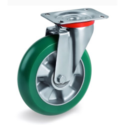 Roulette pivotante diamètre 200 mm roue polyuréthane vert ERGO-SOFT® - 700 Kg