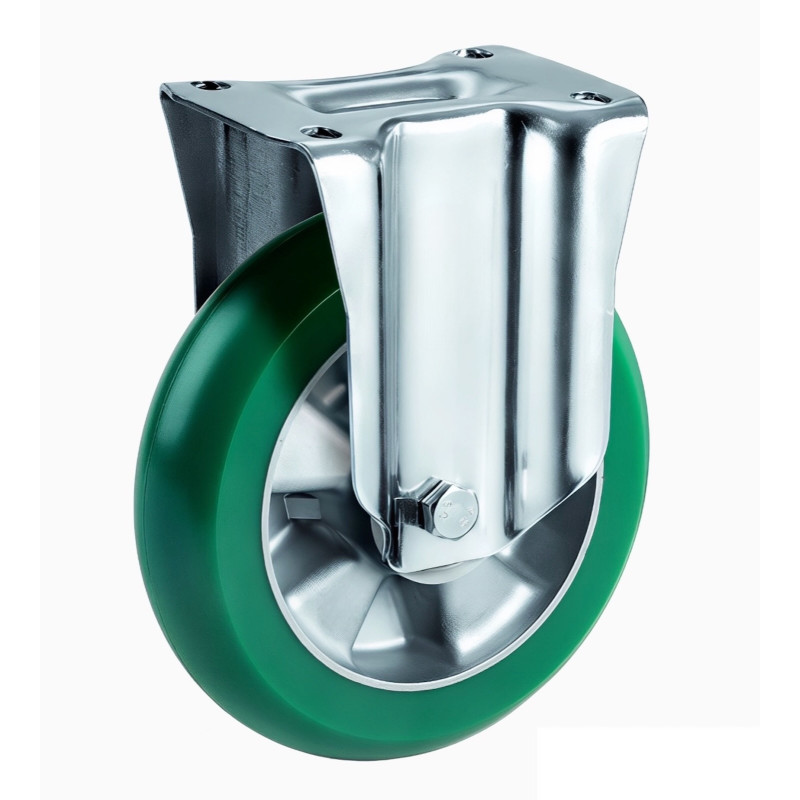 Roulette fixe diamètre 160 mm roue polyuréthane vert ERGO-SOFT® - 500 Kg